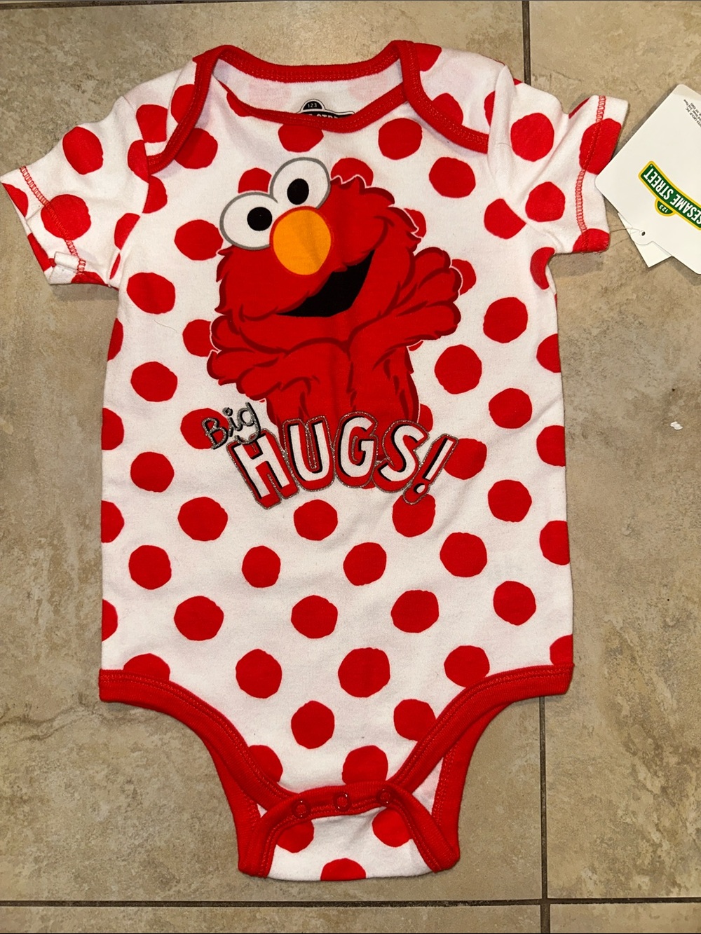 Sesame Street Elmo Red and White Polka Dot One-Piece
